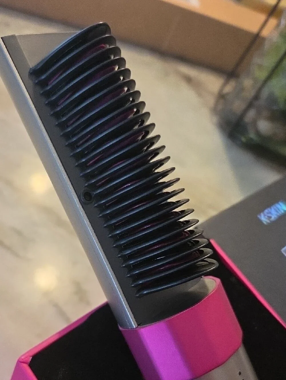 Skin Pink and Black Anion Hair Straightener Brush